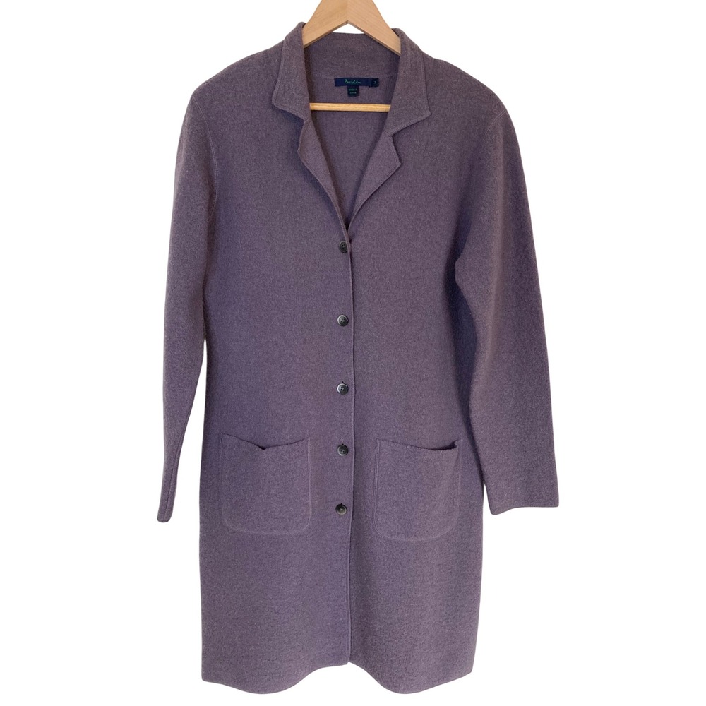Boden Womens 100% Wool Longline Cardigan Coat Purple Heather WK267 Size M